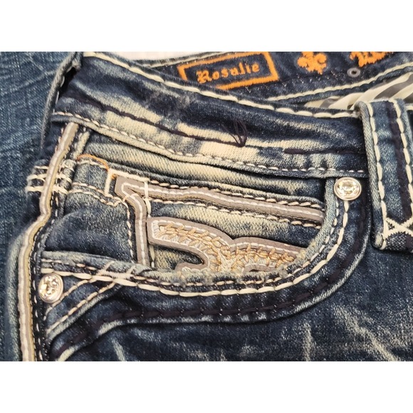 Rock Revival Rosalie Skinny Jeans Womens 28 Embellished Rhinestone Pockets - Picture 6 of 14